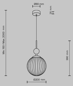 Maytoni Lampada a sospensione Tavo, beige, travertino/vetro, Ø 20 cm dimmerabile, Crema / Ambra, Soggiorno / Sala da pranzo, Vetro, Moderno