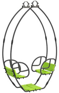 Outsunny Altalena per bambini struttura in metallo con maniglia per 2 bambini da 3 a 6 anni 110,5 x 40,5 x 180 cm verde | Aosom Italy