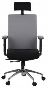 Sedia da ufficio ergonomica girevole RIVERTON F/H/AL, braccioli regolabili, poggiatesta, base in alluminio, seduta scorrevole (avanti-indietro), nero/grigio