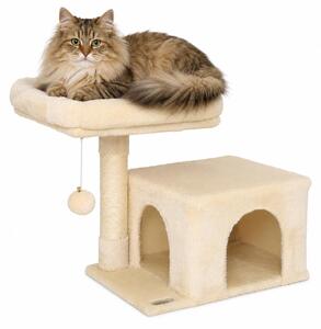 Tiragraffi lionto 50 cm, tiragraffi salvaspazio per gatti con copertura in peluche, palla da gioco e asta in sisal, per gattini e gattini, beige