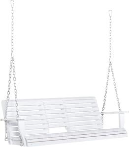 VivaGarden Dondolo da Giardino 3 Posti e Tavolino in Legno Dimensioni 150x75x53 cm colore Bianco
