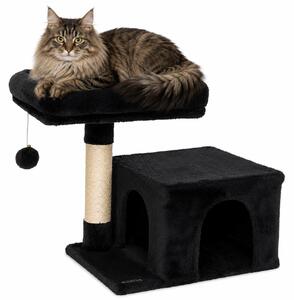 Tiragraffi lionto 50 cm, tiragraffi per gatti salvaspazio con copertura in peluche, palla da gioco e asta in sisal, per gattini e gattini, nero