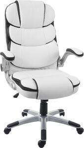 Sedia da ufficio HWC-F80, sedia da scrivania, sedia girevole executive, Pelle finta ~ bianco