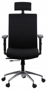 Sedia da ufficio ergonomica girevole RIVERTON F/H/AL, braccioli regolabili, poggiatesta, base in alluminio, seduta scorrevole (avanti-indietro), nero