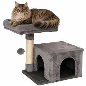 Tiragraffi lionto 50 cm, tiragraffi salvaspazio per gatti con copertura in peluche, palla da gioco e asta in sisal, per gatte e gattini, grigio scuro