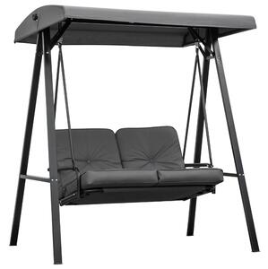 Outsunny Dondolo 2 Posti con Tettuccio Regolabile e Cuscini, in Acciaio e Poliestere, 144x117x173 cm, Grigio