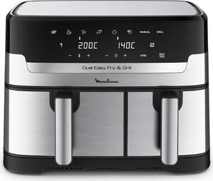 Moulinex Dual Easy Fry Friggitrice ad Aria Doppio Cestello Capacit 8.3 Litri Potenza 2450 Watt colore Nero e Inox - EZ905D20