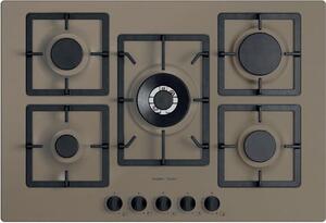 Plados FLAT75 Piano Cottura 5 Fuochi a Gas 75 cm Griglie in Ghisa (1 Bruciatore Tripla Corona) colore Black Matt