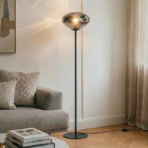 Lampada da terra Lelia Lindby, Alluminio / Grigio / Zincato, Soggiorno / Sala da pranzo, Vetro, Design, Lampada da terra