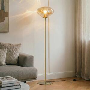 Lampada da terra Lelia Lindby, Crema / Ambra, Soggiorno / Sala da pranzo, Vetro, Design, Lampada da terra