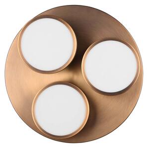 Franklin Plafoniera Led 3 Diffusori Circolari Ottone Invecchiato  Regolazione Intensita' Con Interruttore A Parete D. 35Cm