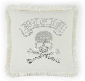Cuscino D'arredo In Velluto Crystal Skull 40x40 Premoli Di Bella Tinta Unita Ivory Caleffi