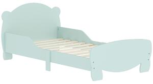 AIYAPLAY Lettino per Bambini con Testiera e Pediera a Orso e 2 Sponde Laterali, in Legno, 143.5x80x55 cm, Verde | Aosom Italy