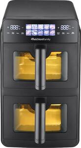 Melchioni Friggitrice ad Aria 10 Litri (5+5) Potenza 2600W con Doppio Cassetto Verticale e Doppio Display colore Nero Giulia - 118340058