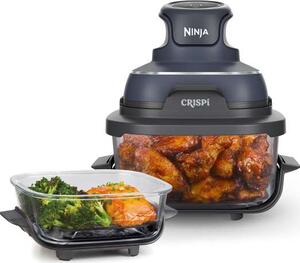 Ninja Friggitrice ad Aria 4 in 1 Capacit 3.8 Litri Potenza 1700 Watt Frittura 2 Contenitori in Vetro Rimovibili colore Grigio - FN101EUGY CRISPi