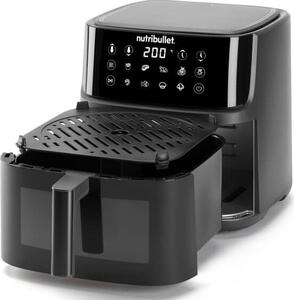 NutriBullet Friggitrice ad Aria 8 Litri Potenza 2000W con Timer e Termostato Regolabile colore Grigio Scuro CrispLite Vision - NBA0811DG