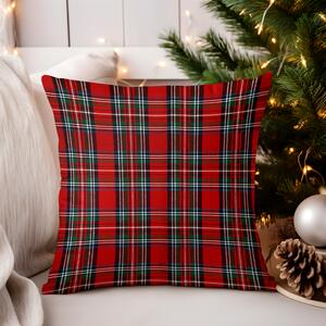 Federa decorativa natalizia a scacchi con lurex