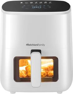 Melchioni Friggitrice ad Aria Capacit 5 Litri Potenza 1500 Watt Air Fryer Compatta con Contenitore Antiaderente e Timer colore Bianco - MARIANNA NEW