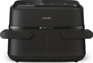Philips Friggitrice ad Aria Capacit 7.1 Litri Potenza 2450 Watt Doppio Cestello Flessibile con Tecnologia Rapid Air colore Nero - NA150/00 Serie 1