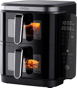 JOCCA Friggitrice ad Aria Doppio Cestello Capacit 11 Litri Potenza 2600 Watt Temperatura 60-200 C colore Nero - 2496