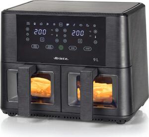 Ariete Friggitrice ad Aria Doppia Multifunzione Capacit 9 Litri Potenza 2400 Watt Doppio Cestello con Termostato Regolabile e Timer colore Nero - 