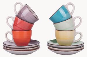 Set di 6 tazzine da caffè con piattini dipinte a mano Baita