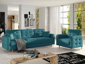 Salotto completo divano letto Zurigo - Tessuto blu