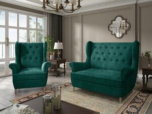 Salotto completo divano Bretagna - Tessuto verde scuro