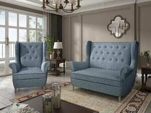 Salotto completo divano Bretagna - Tessuto azzurro