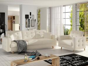 Salotto completo divano letto Zurigo - Ecopelle bianco panna