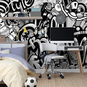 Carta da parati – Graffiti street art grigio