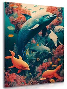 Stampa su tela – Delfini surrealisti