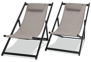 Mezzaluna - Set Di 2 Sdraio In Alluminio E Textilene-Écru