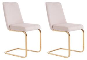 Set di 2 Sedie Imbottite in tessuto effetto velluto con Design a Diamante sul Retro, Beige