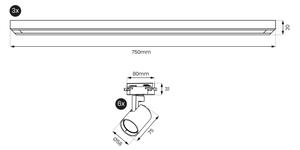 Brilagi - Faretto per sistema a binario HUSKY 6xGU10/10W/230V bianco