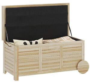 Outsunny Baule da Esterno 185L a 2 Ruote con Telo Interno e Coperchio, in Legno di Abete, 110x50x50 cm, color Legno
