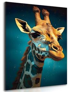 Quadro su tela – Giraffa blu-oro