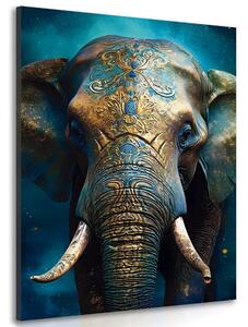 Stampa su tela – Elefante blu-oro
