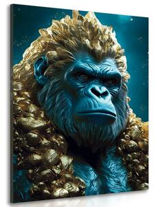 Stampa su tela – Gorilla blu-oro