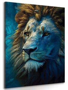 Quadro su tela – Leone blu-oro