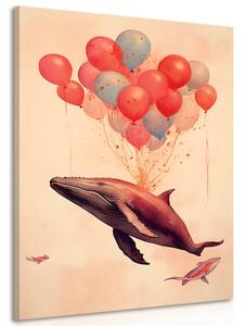 Stampa su tela – Balena sognante con palloncini