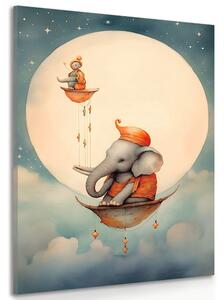 Stampa su tela – Elefante sognante tra le nuvole