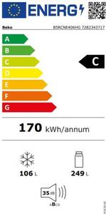 Beko Frigorifero Combinato Capacit 407 Litri Classe energetica C Raffreddamento No Frost colore Grigio - B5RCNE406HG