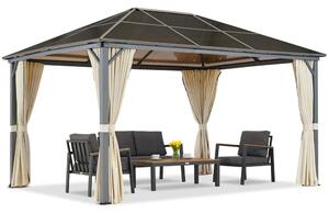 Gazebo da giardino Milos 3x4m con tende crema Garden Point