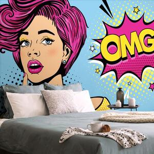 Carta da parati – Signora in stile pop art – OMG!