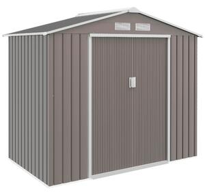 Outsunny Casetta da Giardino Porta Utensili in Lamiera con Porte Scorrevoli, 213x130x185cm, Grigio|Aosom