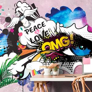 Carta da parati – Occhio graffiti blu