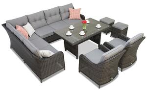 Set in technorattan con divano angolare Toledo Comida 7 antracite Garden Point