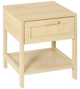 HOMCOM Comodino Moderno con Cassetto e Ripiano Inferiore Portaoggetti, in MDF, 40x40x48 cm, color Legno|Aosom