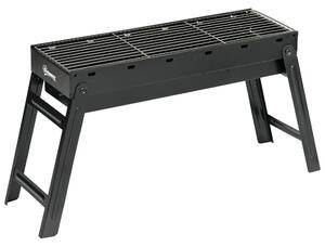 Outsunny Barbecue a Carbonella Portatile con Gambe Pieghevoli e Vassoio Estraibile, 74x20x38cm, Nero|Aosom